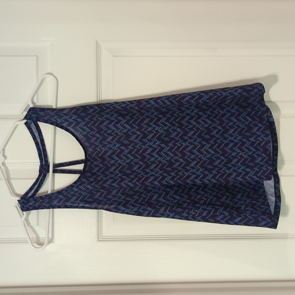 Navy Patterned Sleeveless Tank Top - XS